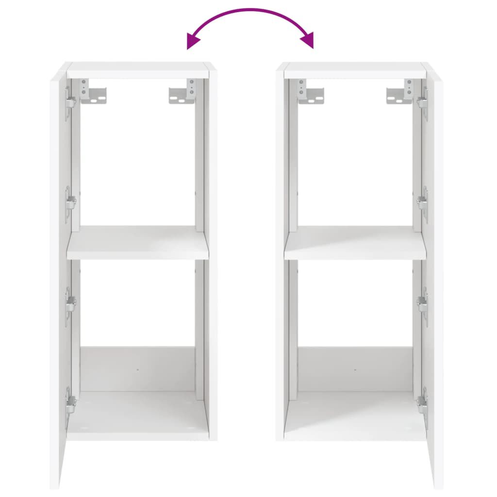 TV-Wandschränke mit LED-Leuchten 2 Stk. Weiß 30,5x35x70 cm