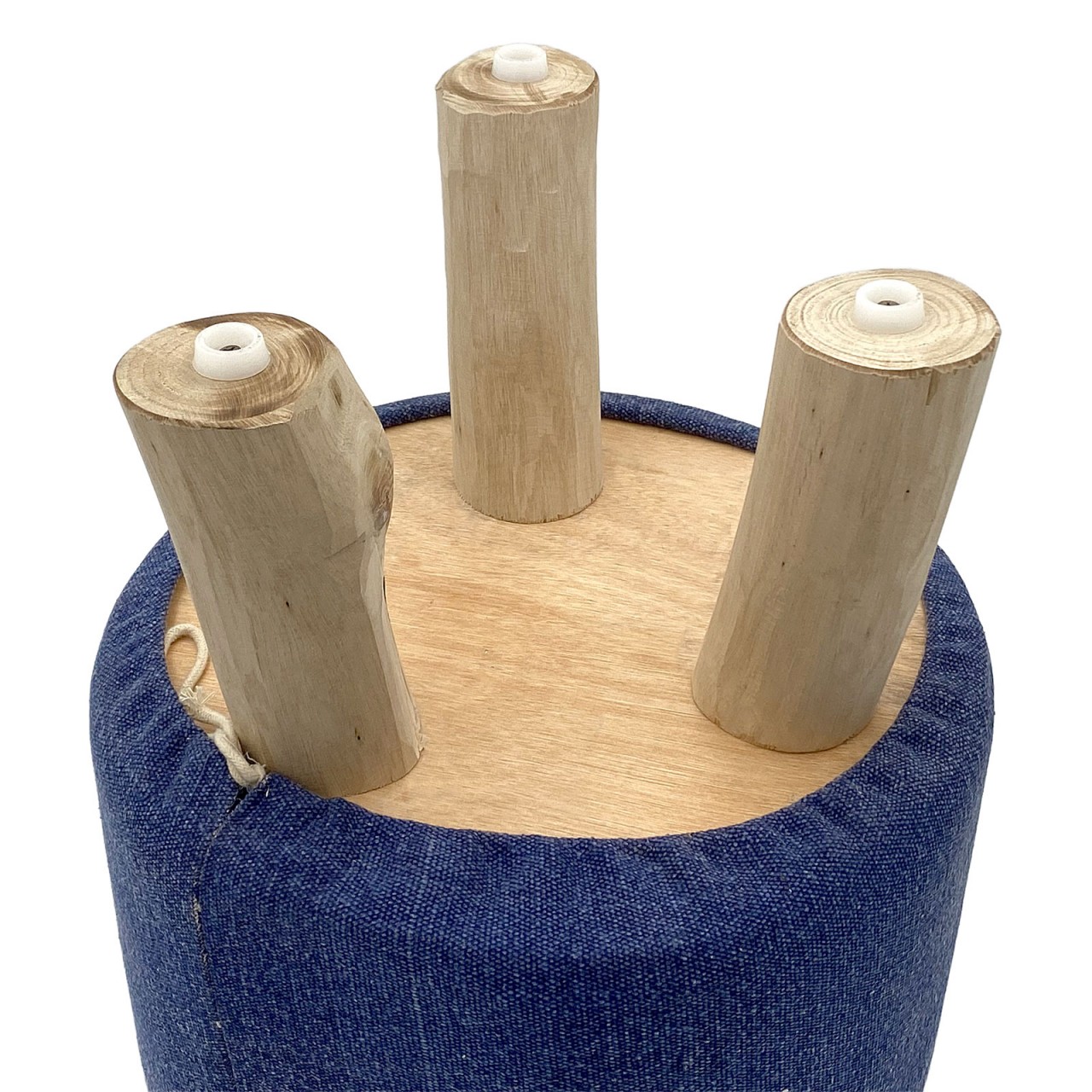 Hocker 2. Wahl Stone Washed Ø 35 cm Höhe 45 cm Sitzhocker Pouf Schemel mit Holzfüßen aus Teakholz