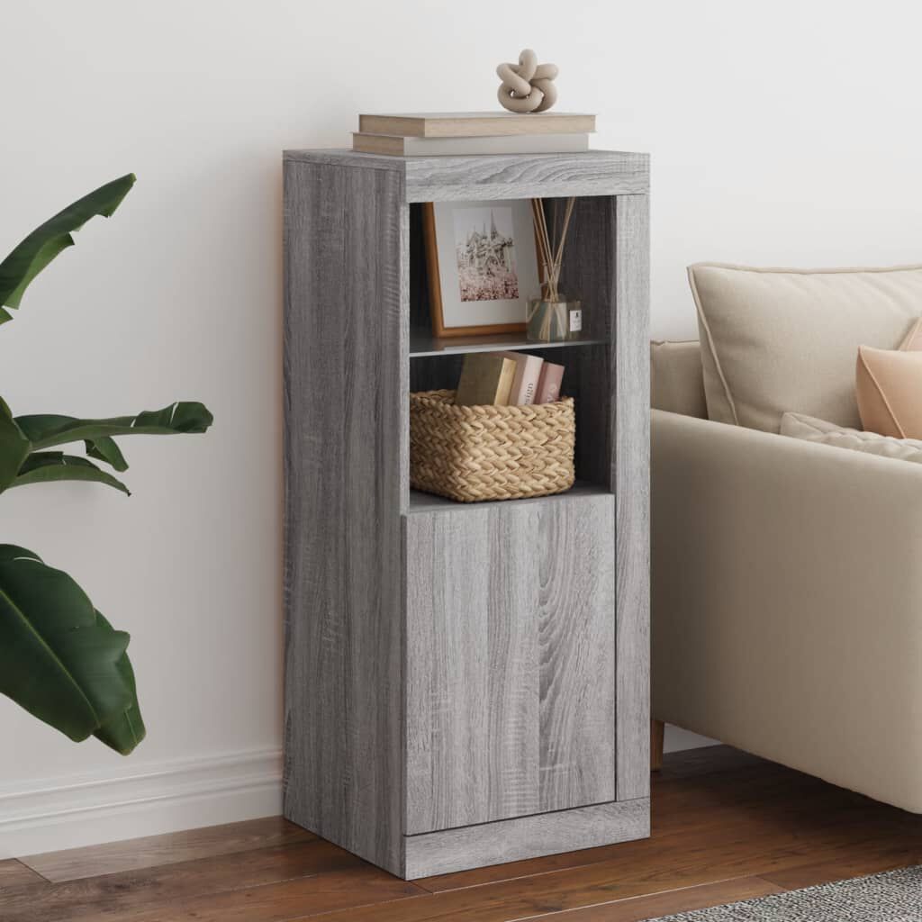 Schrank Sideboard mit LED Beleuchtung Grau Sonoma für Wohnzimmer & Flur