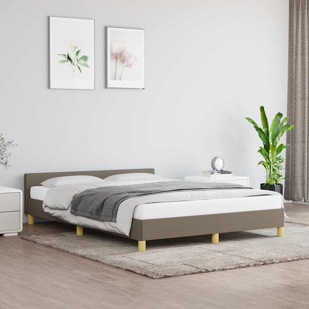 Bettgestell 140x190 cm Taupe Zeitloses Design ohne Matratze Stabil Modern