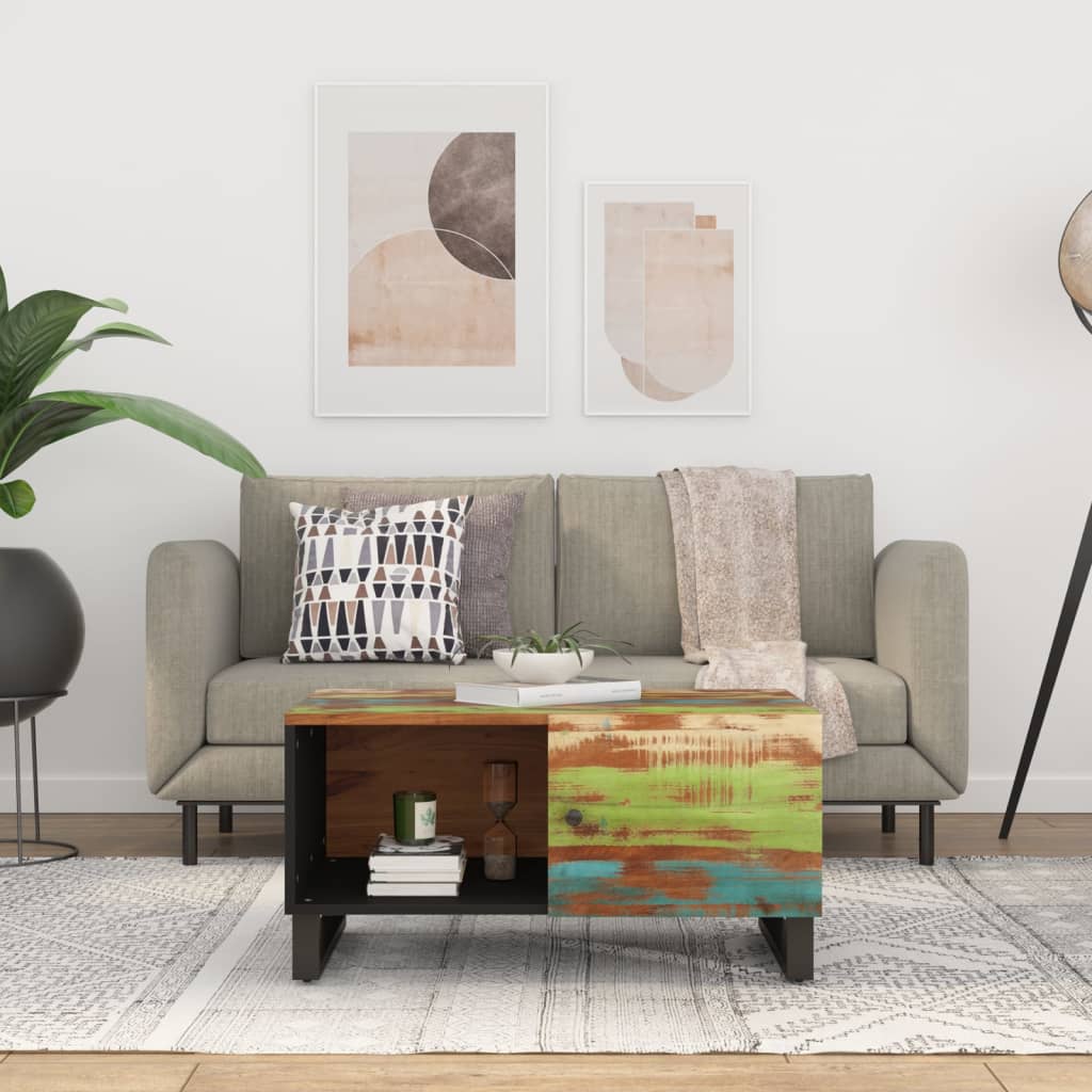 Couchtisch mit Staufach Tür Lowboard 80x50x40cm Massivholz Altholz Ablage Couchtisch mit Staufach Tür Lowboard 80x50x40cm Massivholz Altholz Ablage