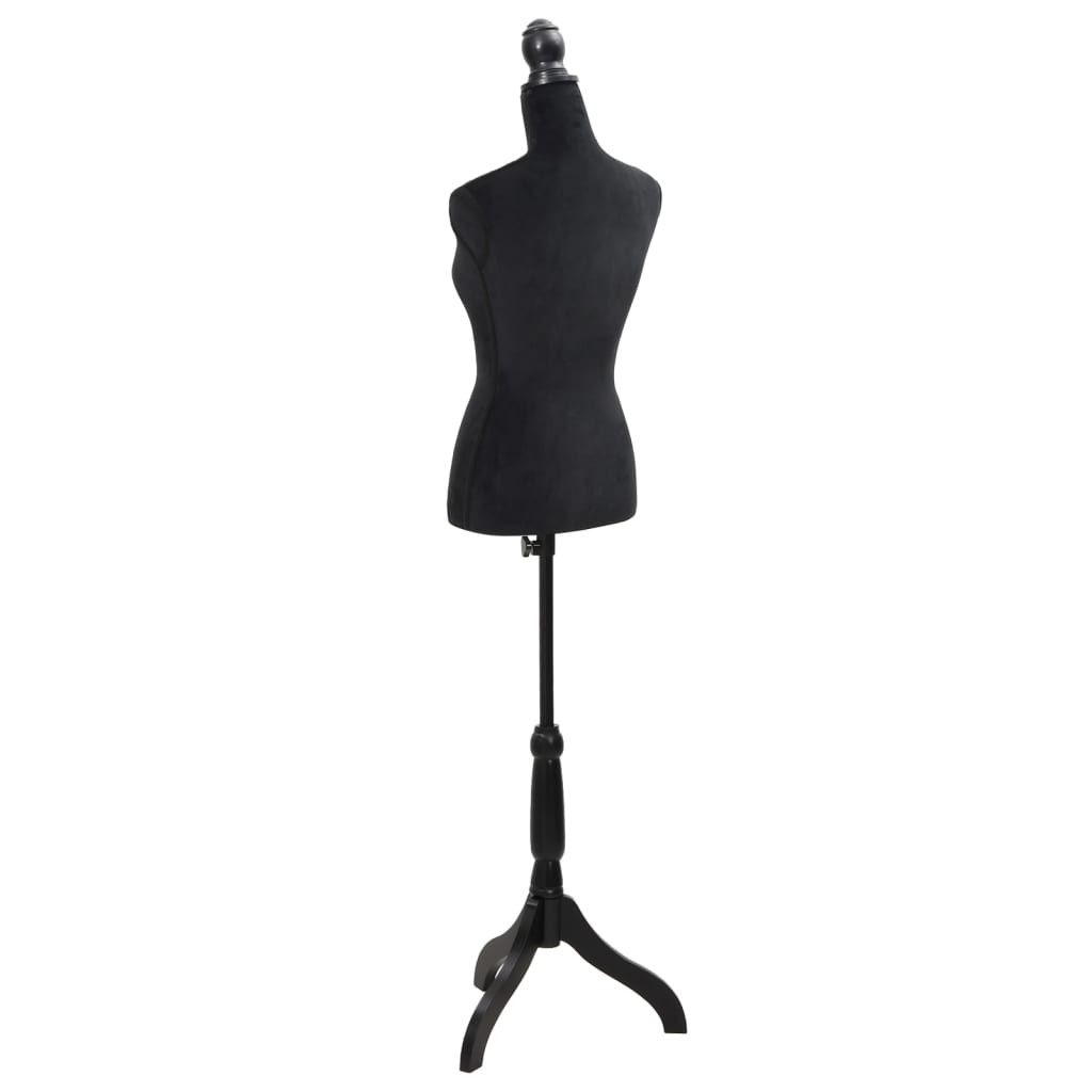 Damen Schneiderbüste Schwarz Samt höhenverstellbar 133-168 cm Schaufenster Deko Muster