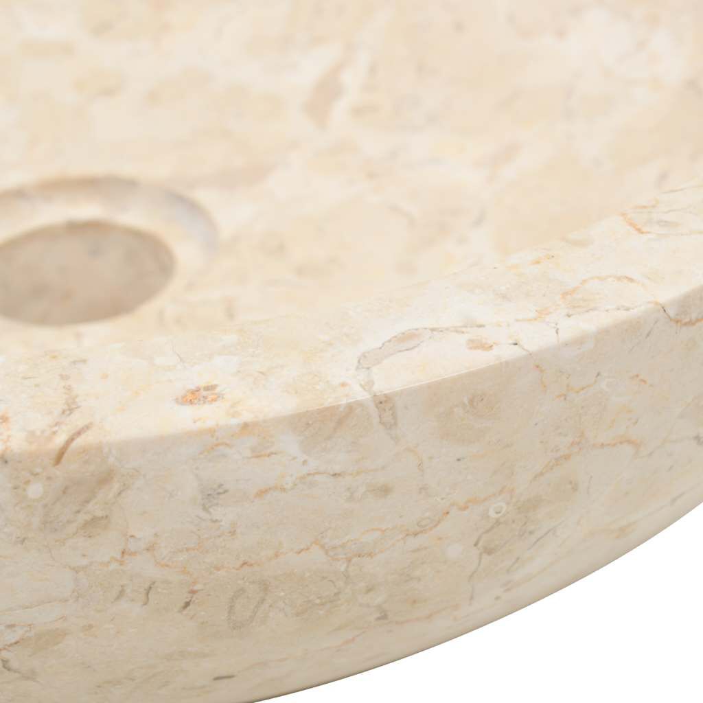 Waschbecken rund Creme 40x12 cm hochwertiger Marmor Naturstein