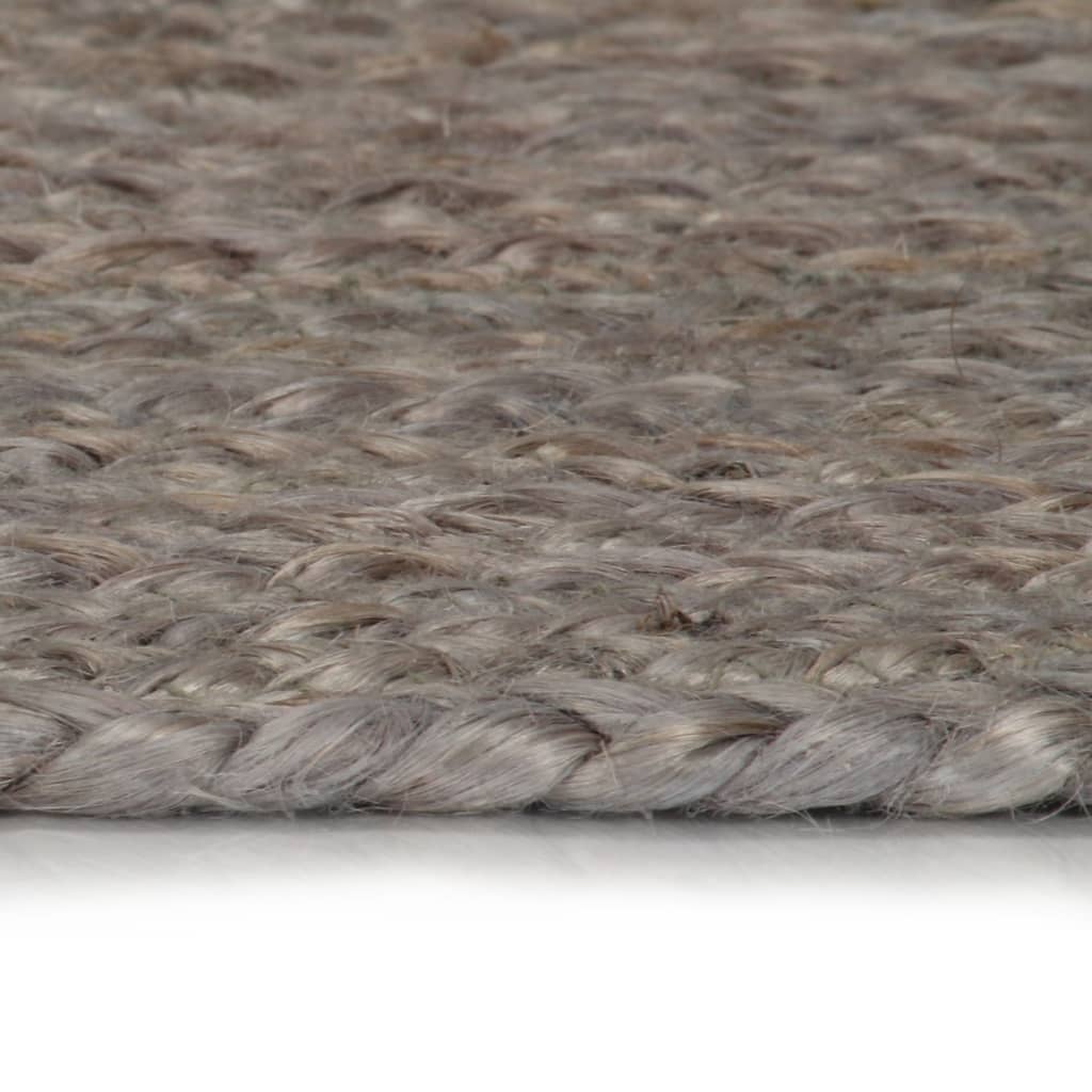 Handgefertigter Teppich Jute Rund 240 cm Grau Naturfaser Robust Dekorativ
