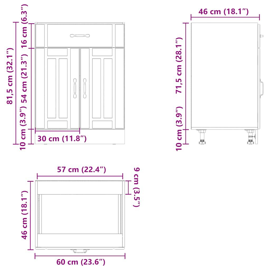 Küchen-Unterschrank Lucca Weiß Holzwerkstoff
