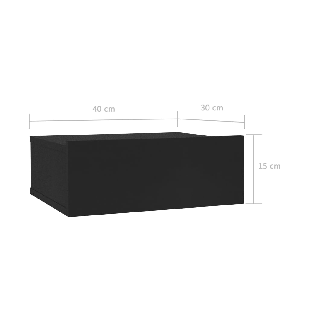 Nachttisch Wandregal Hängeregal Schwarz 40 x 30 x 15 cm Schwebend 