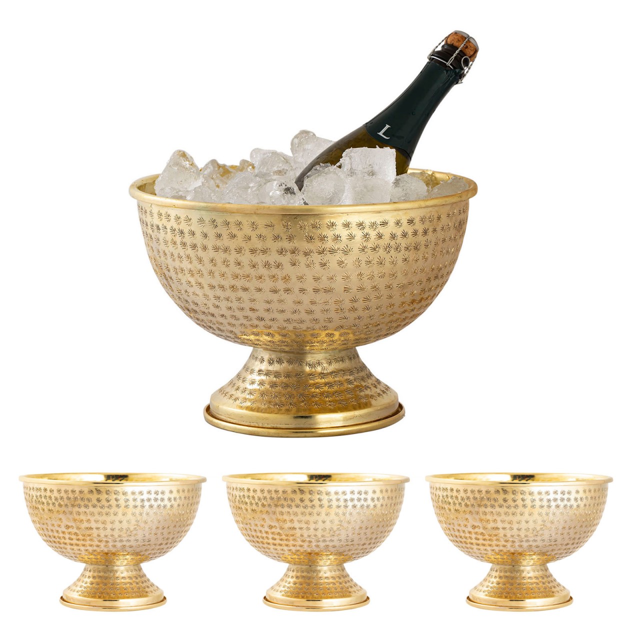 Flaschenkühler Weinkühler 4-teilig Metall ø 29 cm Sektkühler rund silber gold Eiskühler Champagner Flaschenkühler Weinkühler 4-teilig Metall ø 29 cm Sektkühler rund silber gold Eiskühler Champagner