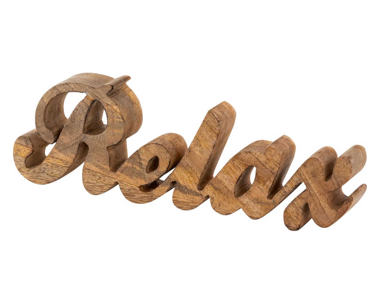 Schriftzug Relax Holzfigur Masterbox 24 Stück B28x9cm Dekoschrift Mangoholz massiv