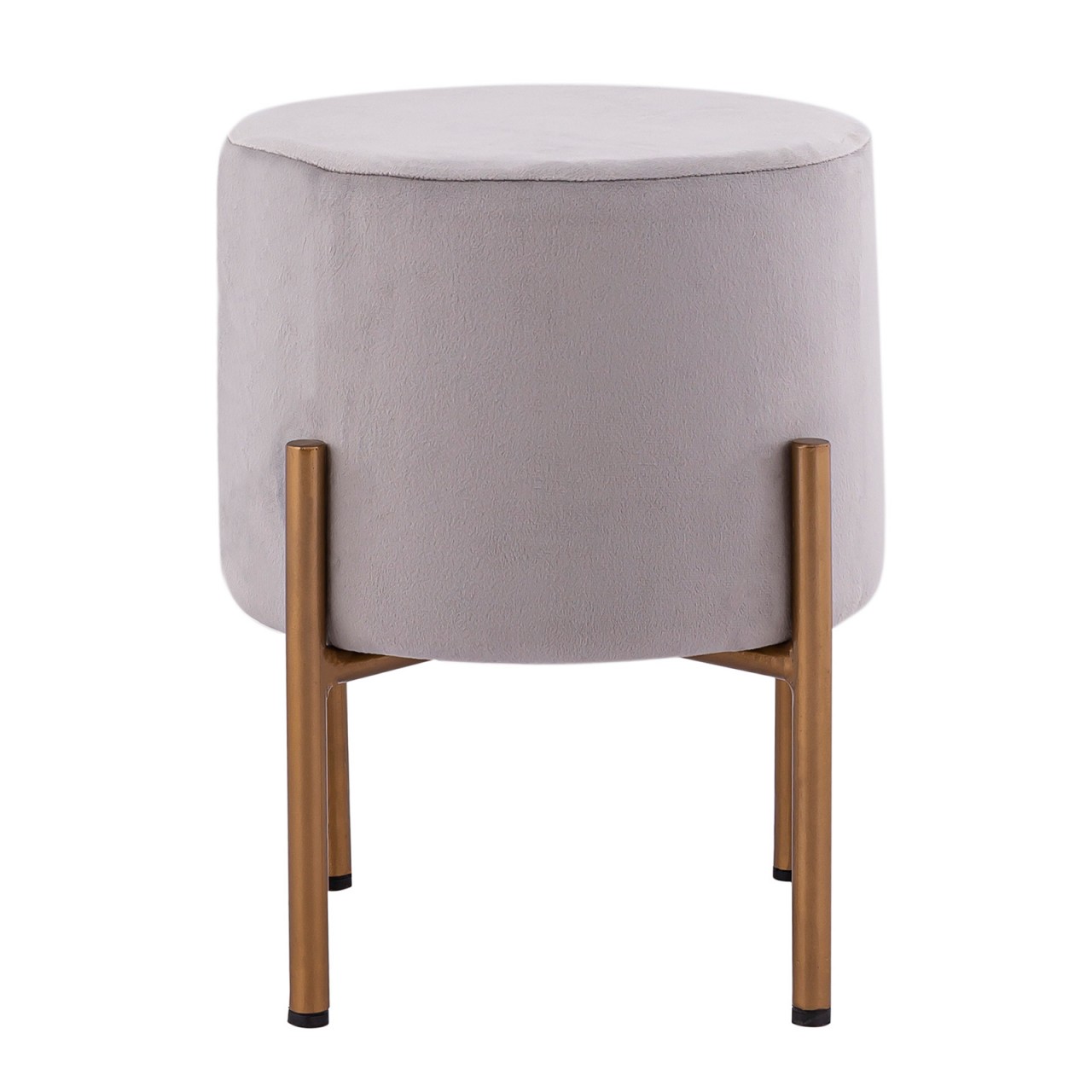Samt Hocker 2. Wahl Sitzhocker Samt Pouf Ø 32 H 38 cm Sitzpouf Velour mit Füßen rose Eisen gold