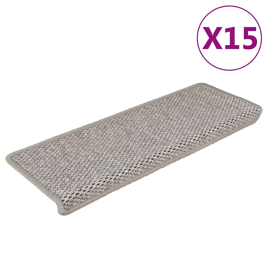 Treppenmatten Selbstklebend Sisal-Look 15 Stk. 65x21x4 Platina