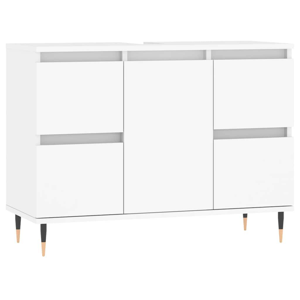 Badschrank Weiß 80x33x60 cm modern kompakt aus Holzwerkstoff praktisch