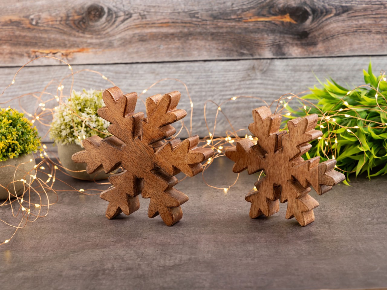 Holzfiguren Schneeflocke 24x 2er Set Masterbox Dekofigur 18x18cm Weihnachtsdekoration