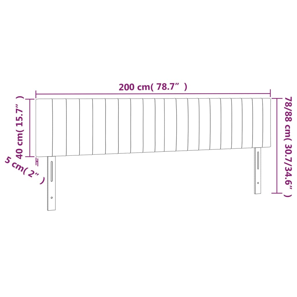 Kopfteile Bett 2er Set Dunkelgrau 100x5x78/88 cm Stoff für modernes Schlafzimmer