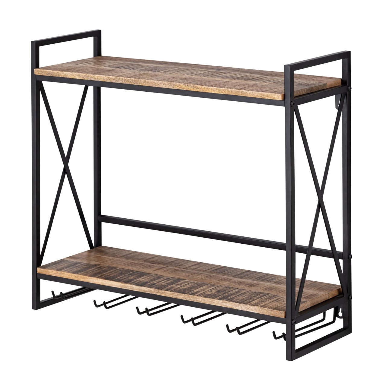 Weinregal Holz Hausbar Flaschenregal 60x45x25cm Rio Mangoholz Metall-Gestell Weinregal Holz Hausbar Flaschenregal 60x45x25cm Rio Mangoholz Metall-Gestell