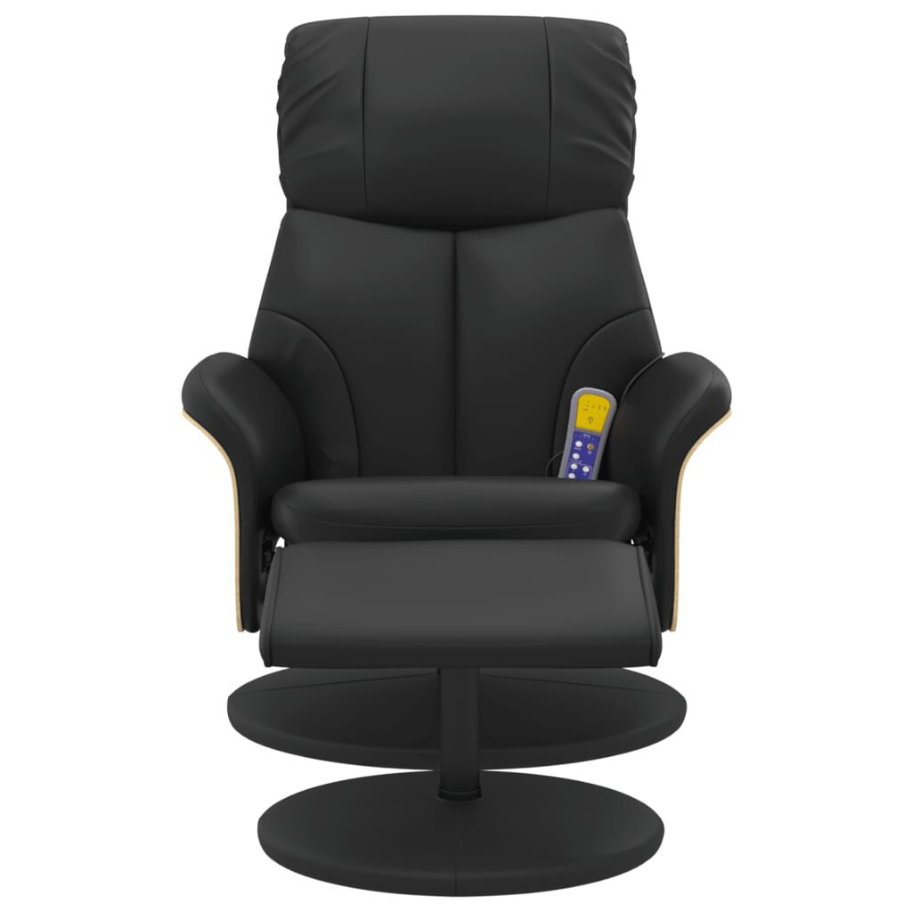 Massagesessel mit Hocker schwarz Kunstleder komfortabel und elegant