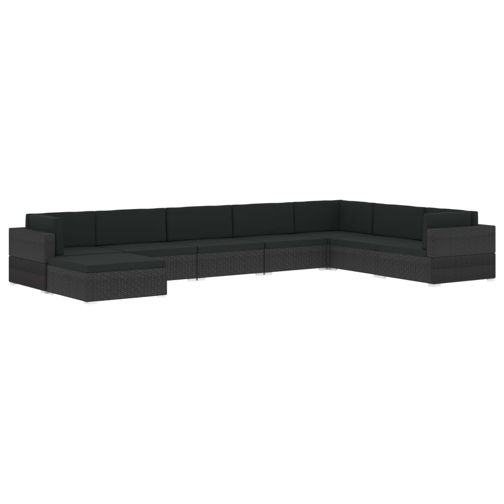 Garten Sofa Mittelteil Schwarz Poly Rattan Inkl. Bequeme Auflagen Kombinierbar