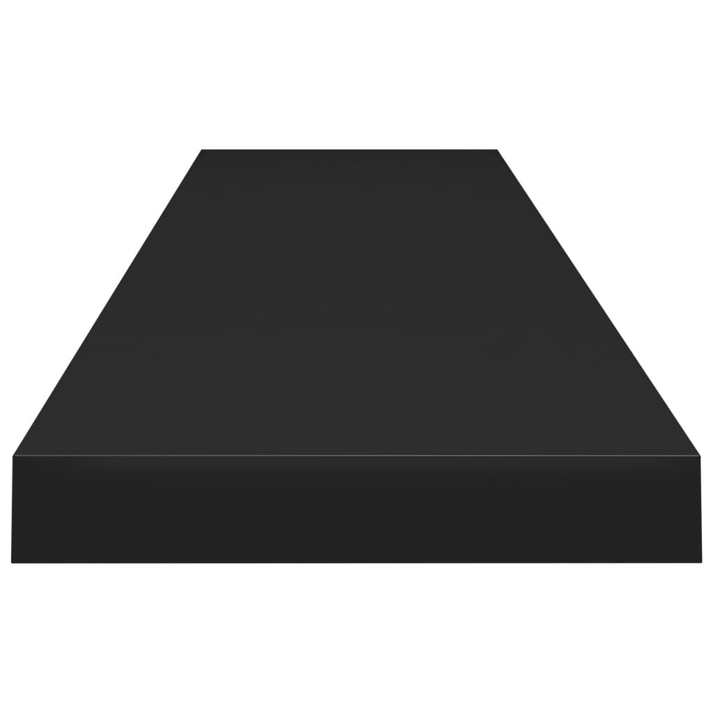 Schwarze Wandregale 2 Stück MDF 120 x 23,5 x 3,8 cm schwebend montierbar