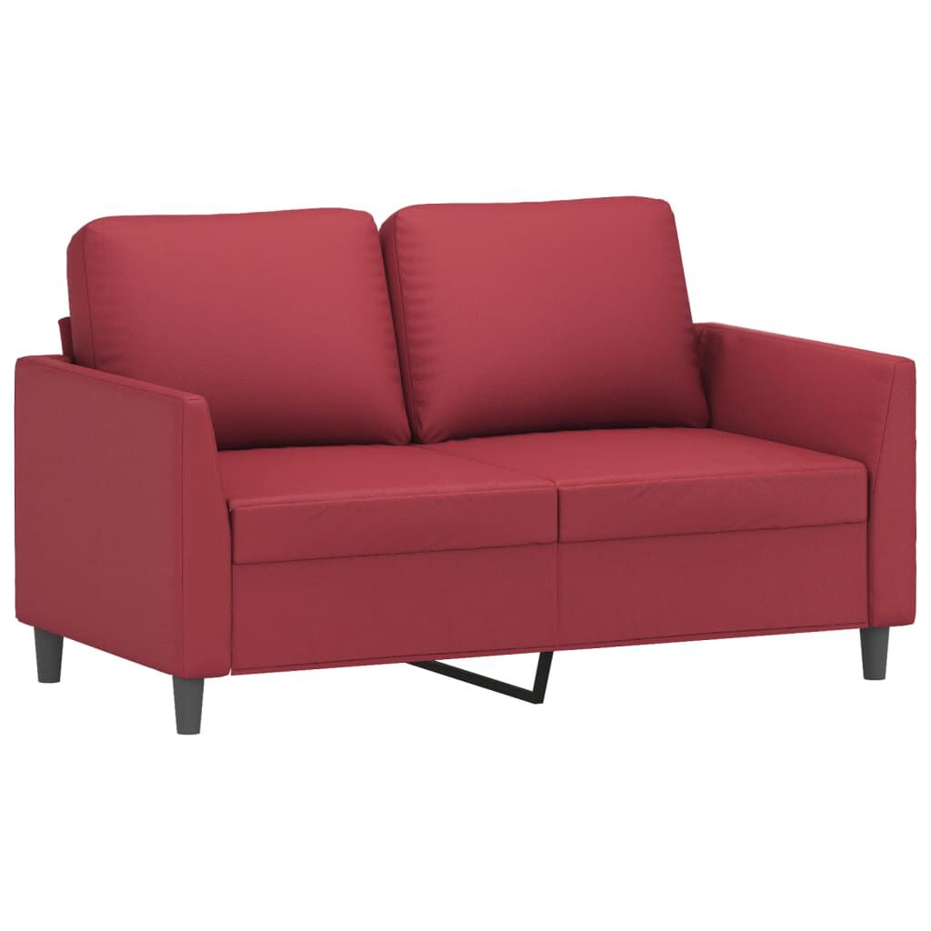 Weinrotes Sofa Couch für zwei Personen 120 cm Kunstleder modern Design Weinrotes Sofa Couch für zwei Personen 120 cm Kunstleder modern Design