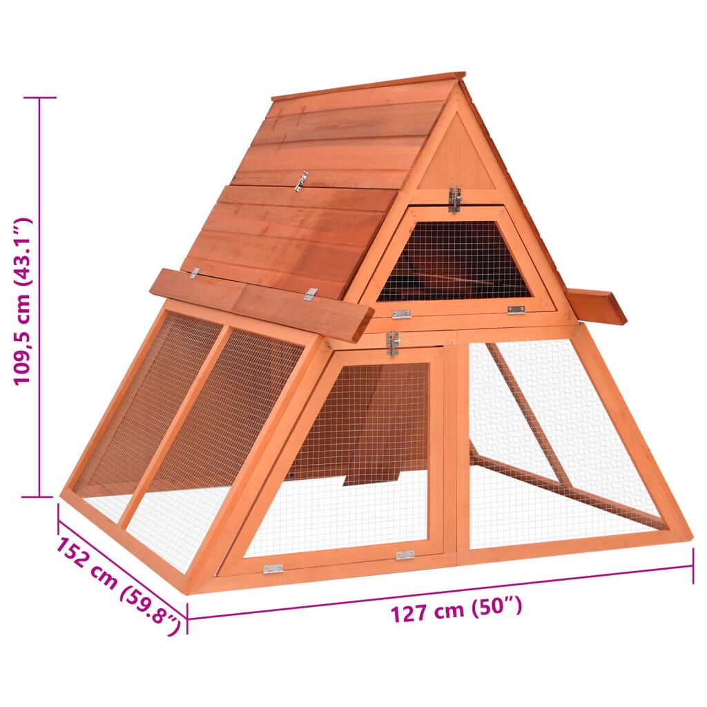 Kleintierstall Tanne massiv 152 x 127 x 109,5 cm mit Dach für Garten