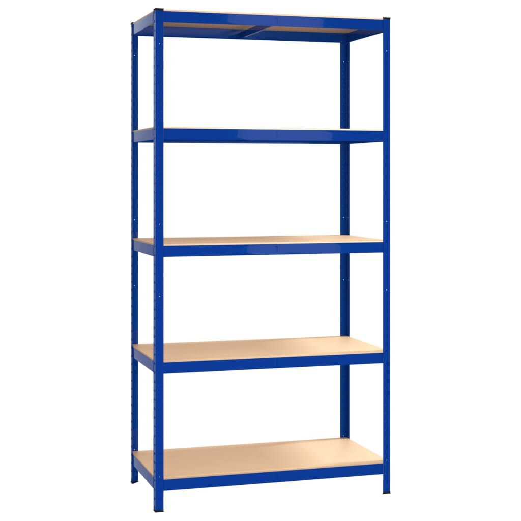 Regalset Regalsystem Blau 2 Stück mit 5 Böden aus Stahl und Holzwerkstoff stabil