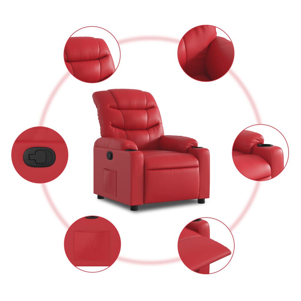 Relaxsessel aus Kunstleder in Rot stilvoll bequem ideal für Wohnzimmer