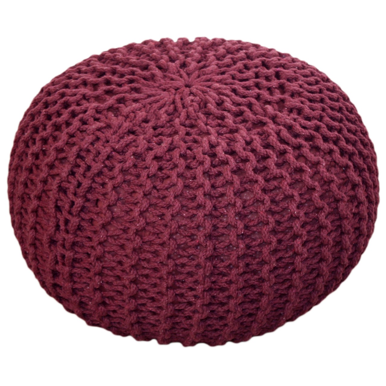 Sitzhocker Pouf SET 2 Stück Ø 55 cm H 37 cm Strickhocker Bodenkissen Grobstrick-Optik nachhaltig