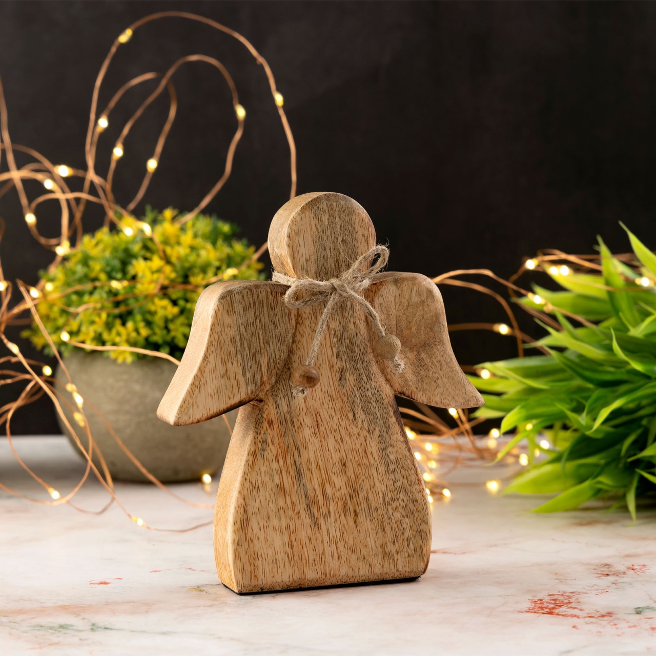 Dekofigur Engel Holzfigur 15x13cm Masterbox 36 Stück Glücksengel Weihnachtsdekoration Mangoholz