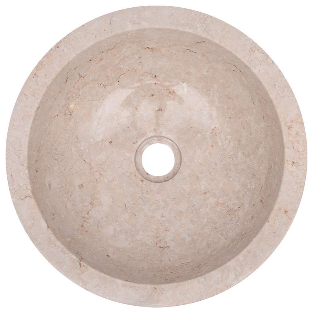 Waschbecken rund Creme 40x12 cm hochwertiger Marmor Naturstein