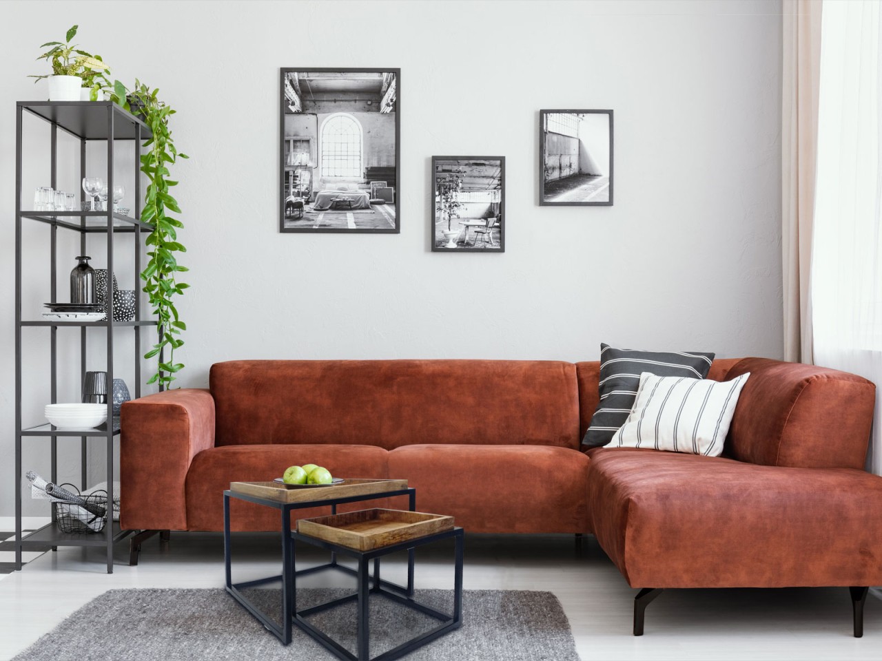 Couchtisch 2er Set quadratisch Satztisch Seattle Metall Gestell