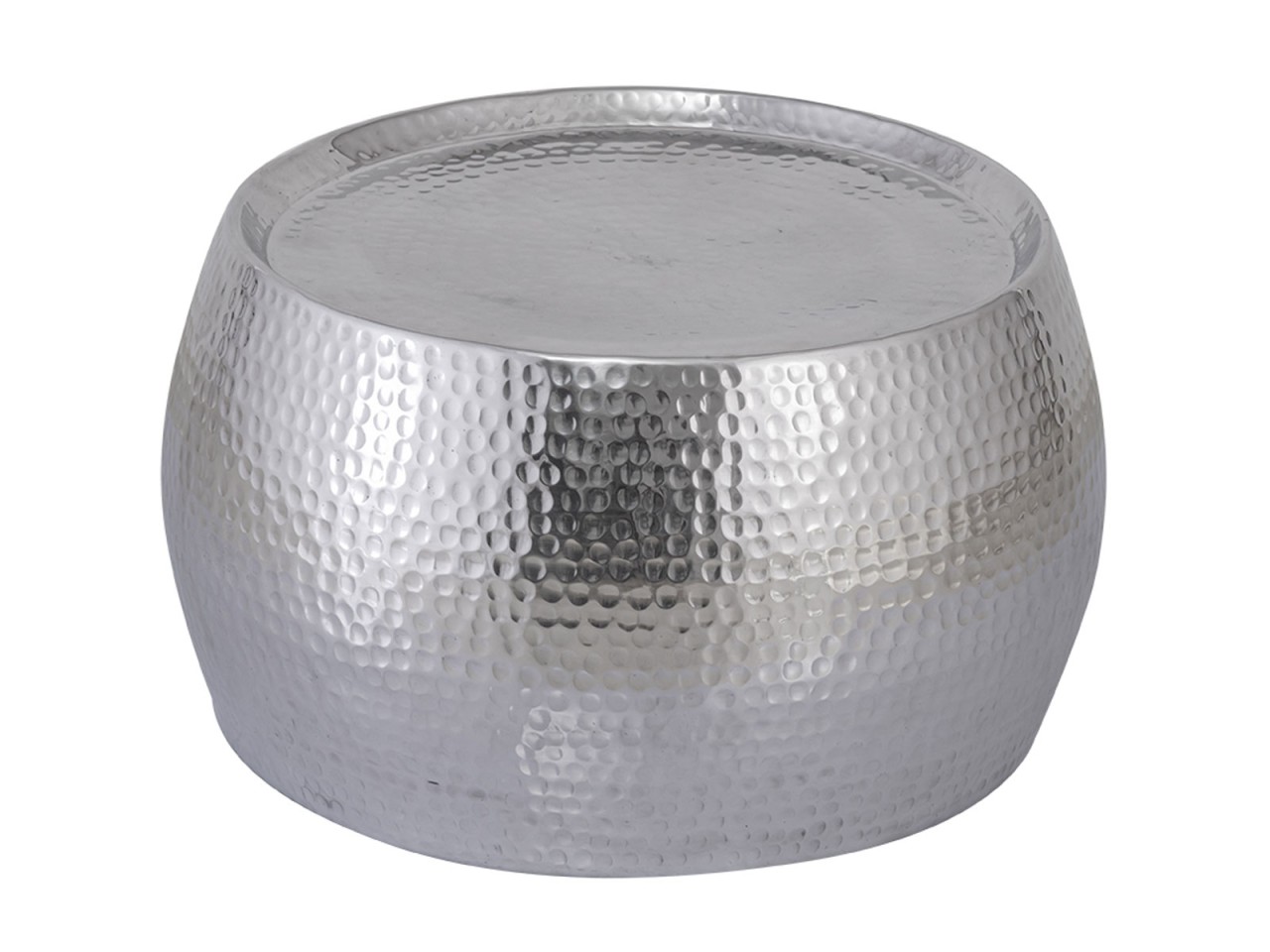 Couchtisch 2er Set Dakar rund ø 59/48 x H 30/28 cm silber Aluminium gehämmert