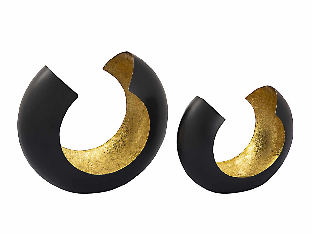 Teelichthalter Set 2-teilig Kerzenhalter Kerzenständer Omega schwarz matt innen vergoldet Teelichthalter Set 2-teilig Kerzenhalter Kerzenständer Omega schwarz matt innen vergoldet