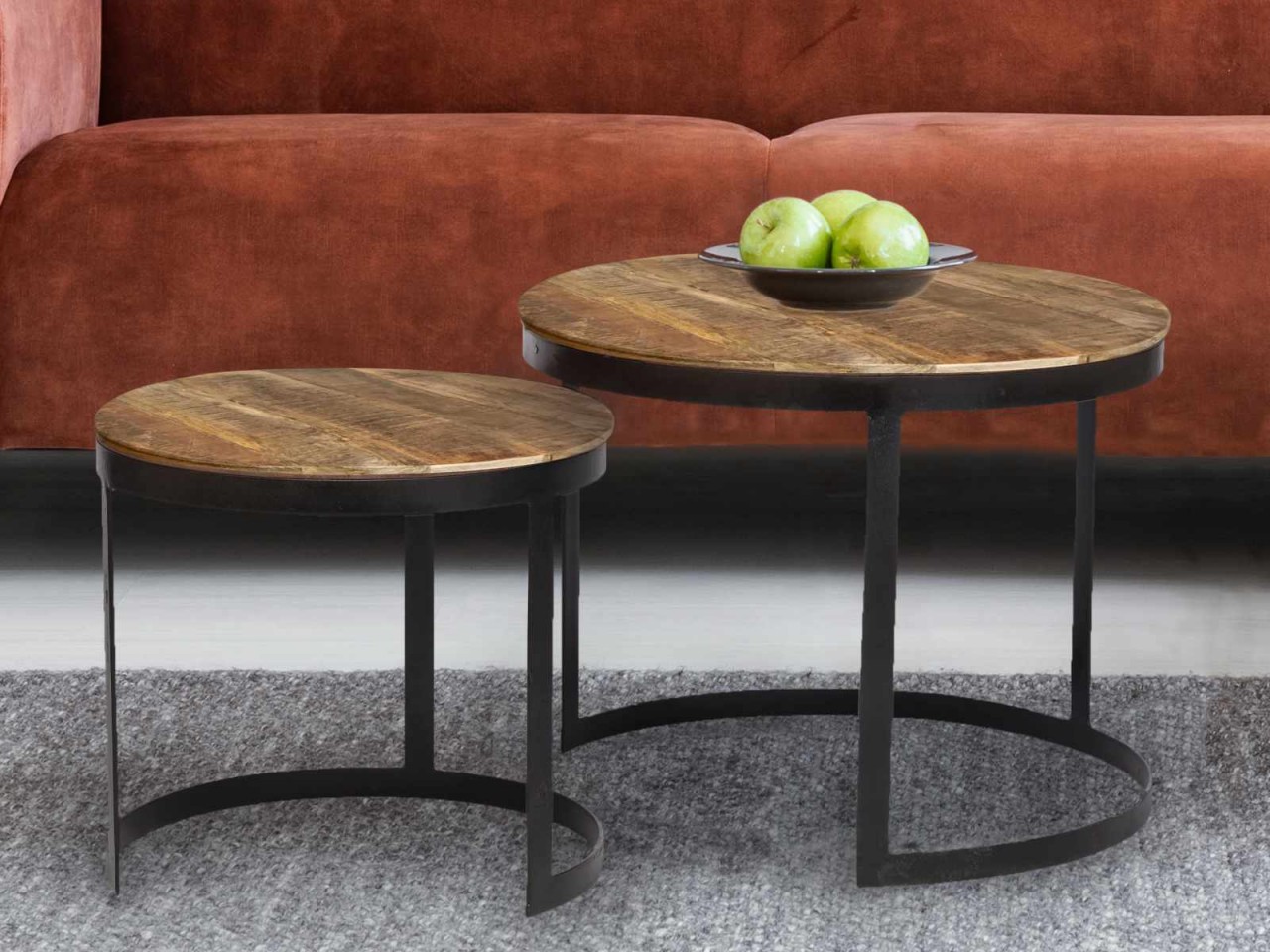 Couchtisch 2er Set Beistelltisch Wohnzimmer-Tisch rund Austin Metall-Gestell altsilber o. schwarz Couchtisch 2er Set Beistelltisch Wohnzimmer-Tisch rund Austin Metall-Gestell altsilber o. schwarz
