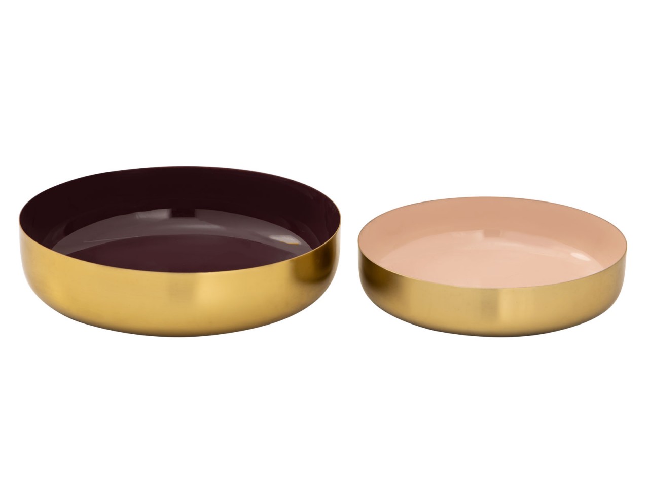 Deko Schale 2er Set rund ø 22/18 cm Knabberschale Glam hochwertig Metall gold und innen Emaille