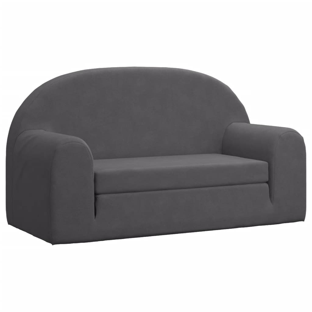 Kinder Schlafsofa 2-Sitzer Anthrazit Weicher Plüsch bequem und funktional
