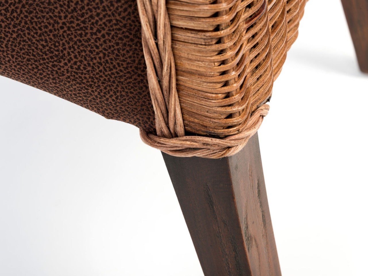 Rattanstühle Set 6 Stück Esszimmer Stühle Polsterstühle Antonio braun Polster Wildleder-Optik