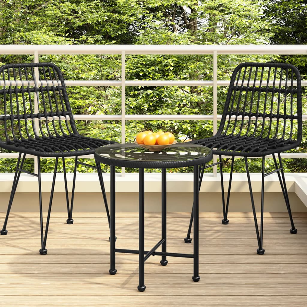 Esstisch schwarz 50 cm Hartglas und Stahl modern robust Esszimmer