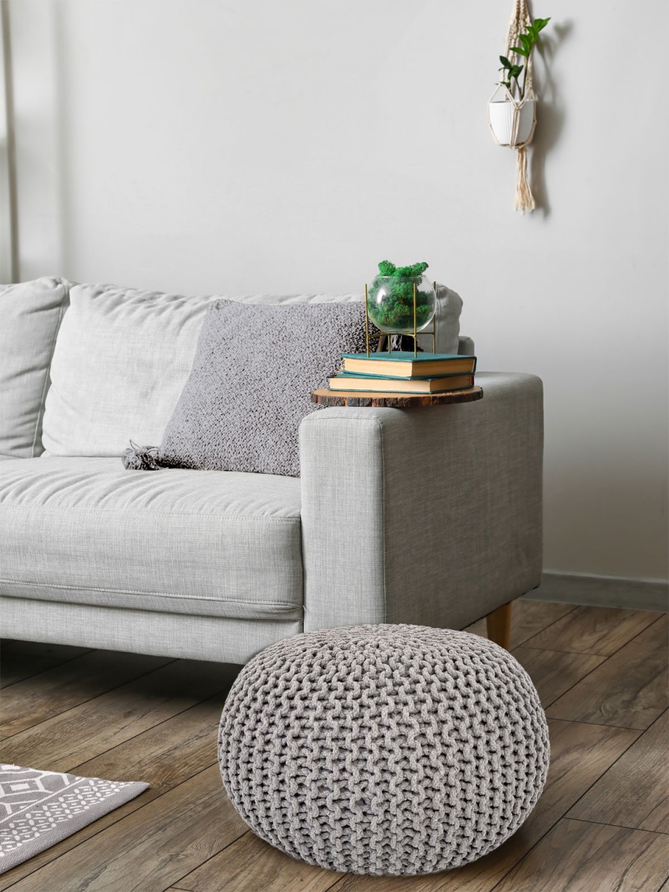 Pouf Ø 55 H 37 H 37 Strickhocker Sitzpouf Bodenkissen nachhaltig Pouf Ø 55 H 37 H 37 Strickhocker Sitzpouf Bodenkissen nachhaltig