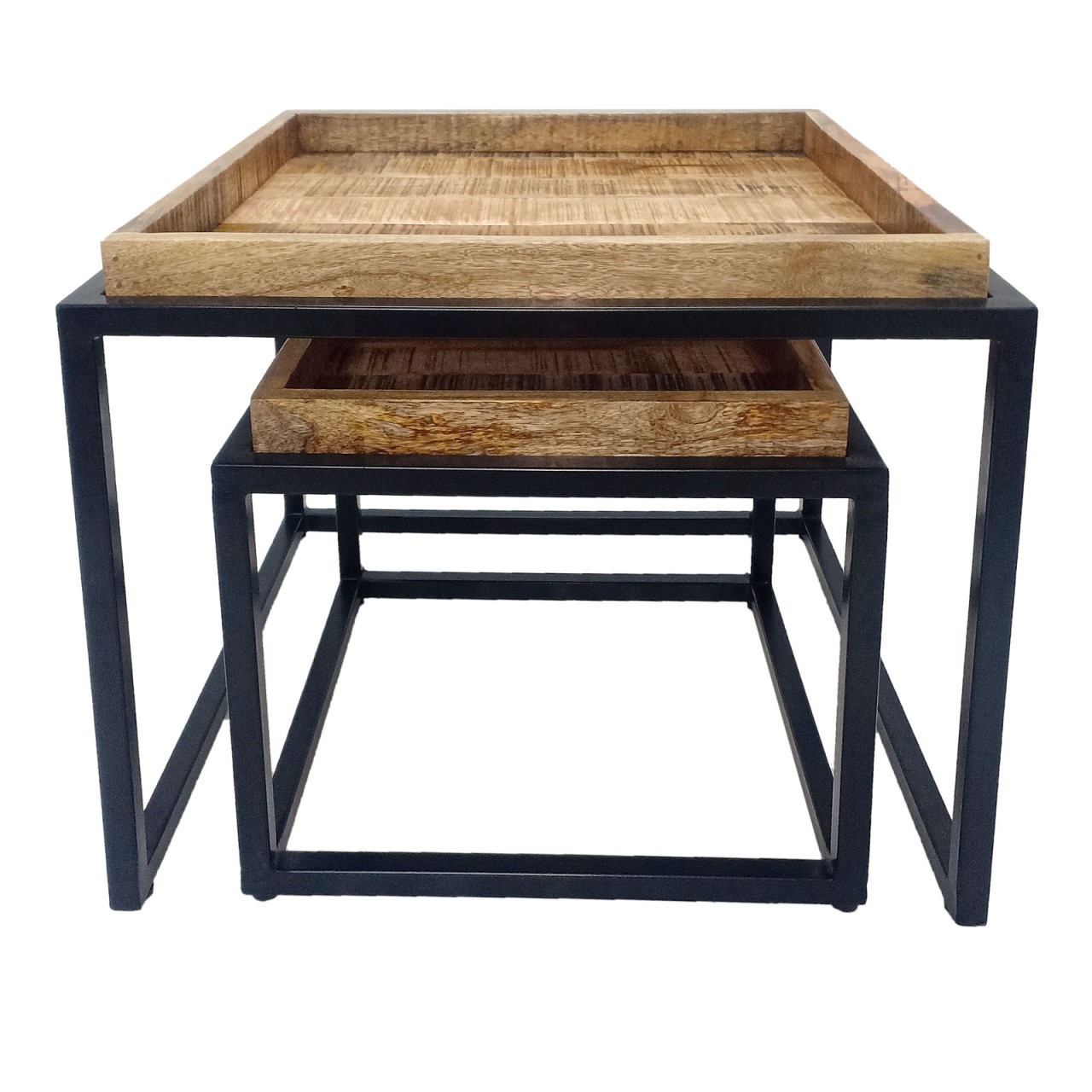 Couchtisch 2er Set quadratisch Satztisch Seattle Metall Gestell