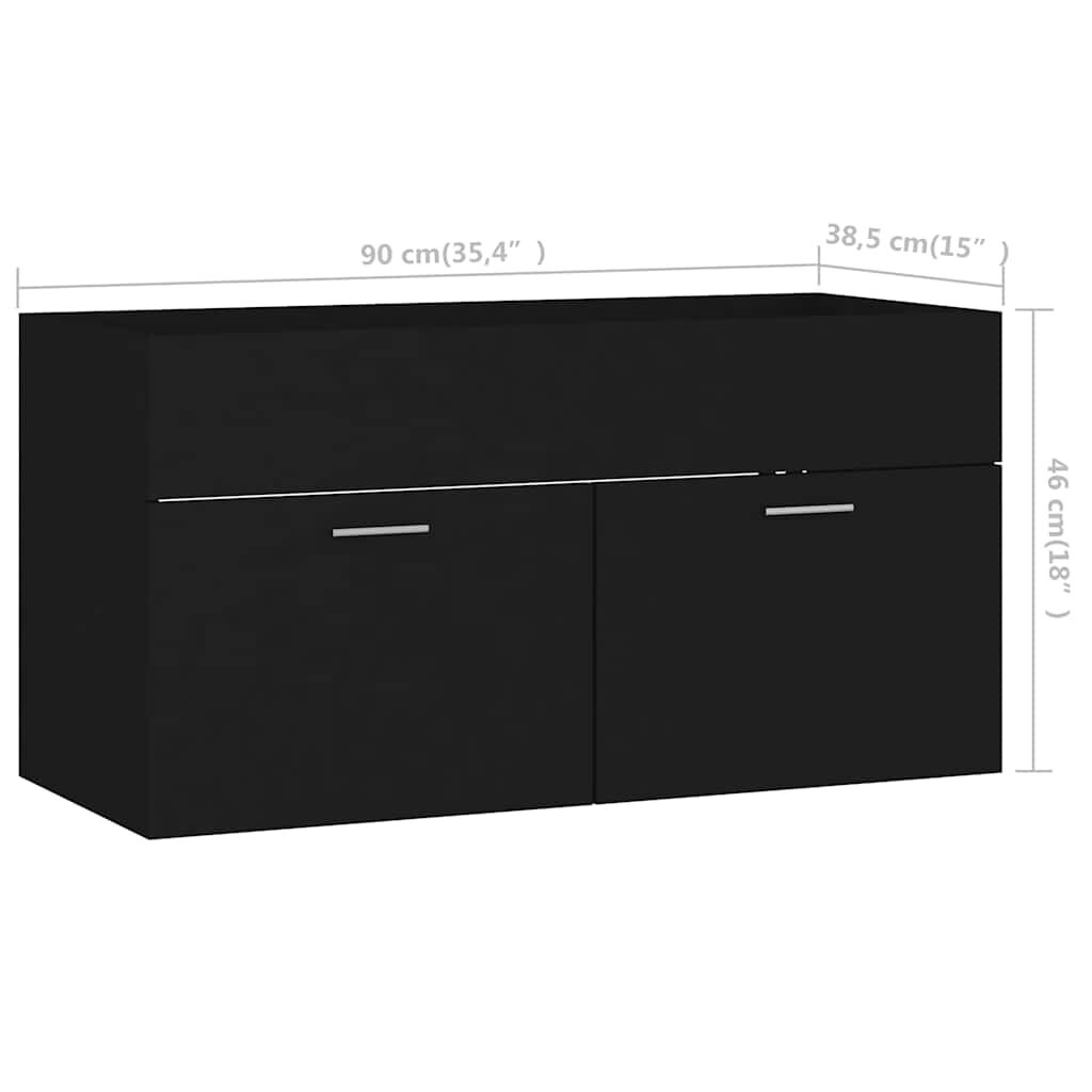 2-tlg. Badmöbel-Set Schwarz Holzwerkstoff