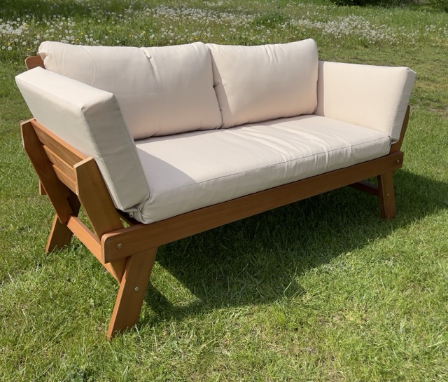 Gartenbank Loungeliege Luis Beige Braun Polster extra 12 cm