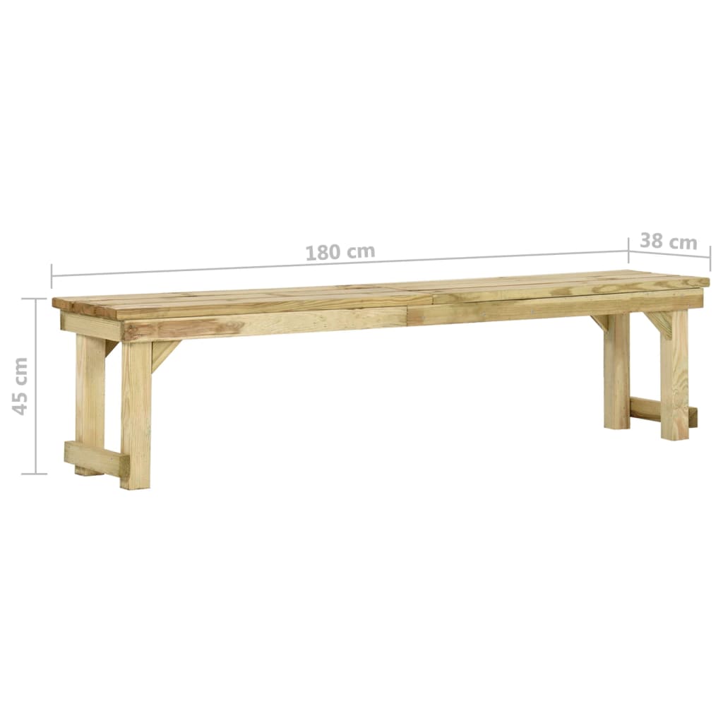 Gartenbank 180 cm Imprägniertes Kiefernholz Sitzbank Holzbank Parkbank Outdoorbank Rustikal