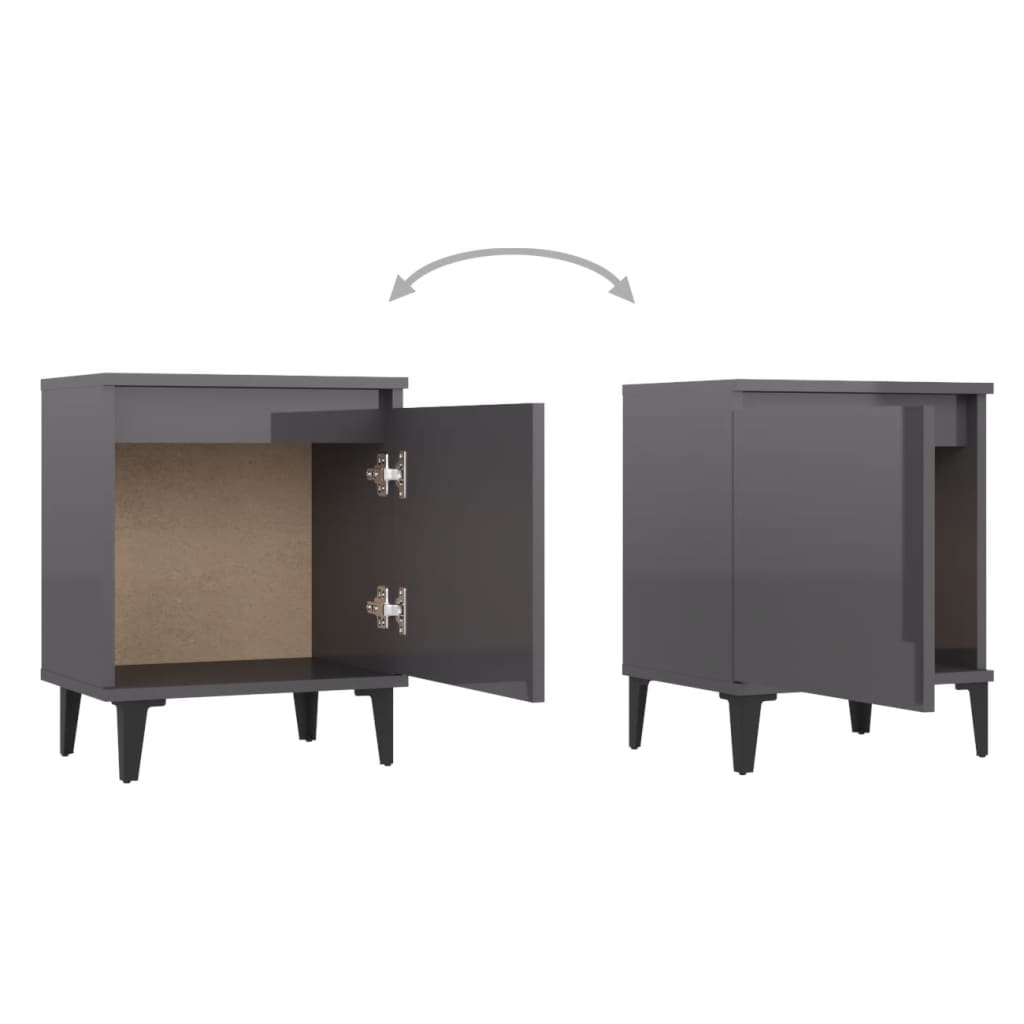 Bettschrank Nachttisch Schubladenschrank Beistelltisch Hochglanz-Grau 40x30x50 cm Modern Schlafzimmermöbel