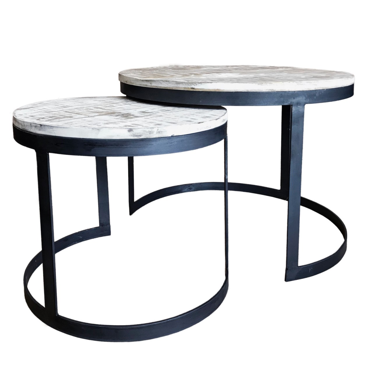 Couchtisch 2er Set Beistelltisch Wohnzimmer-Tisch rund Austin Metall-Gestell altsilber o. schwarz Couchtisch 2er Set Beistelltisch Wohnzimmer-Tisch rund Austin Metall-Gestell altsilber o. schwarz