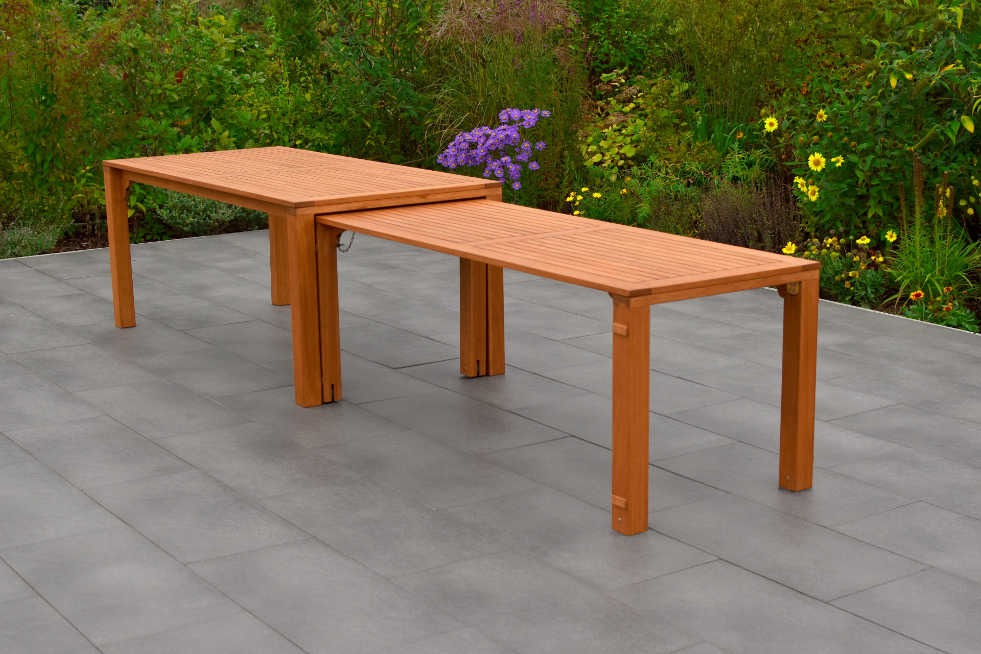 Comodoro Gartenmöbel-Set für 10 Personen – 11-teilig aus FSC® Eukalyptusholz mit Flex-Ausziehtisch 185–370 cm, 8 Klappsesseln & 2 Relax-Klappsesseln mit Fußteil
