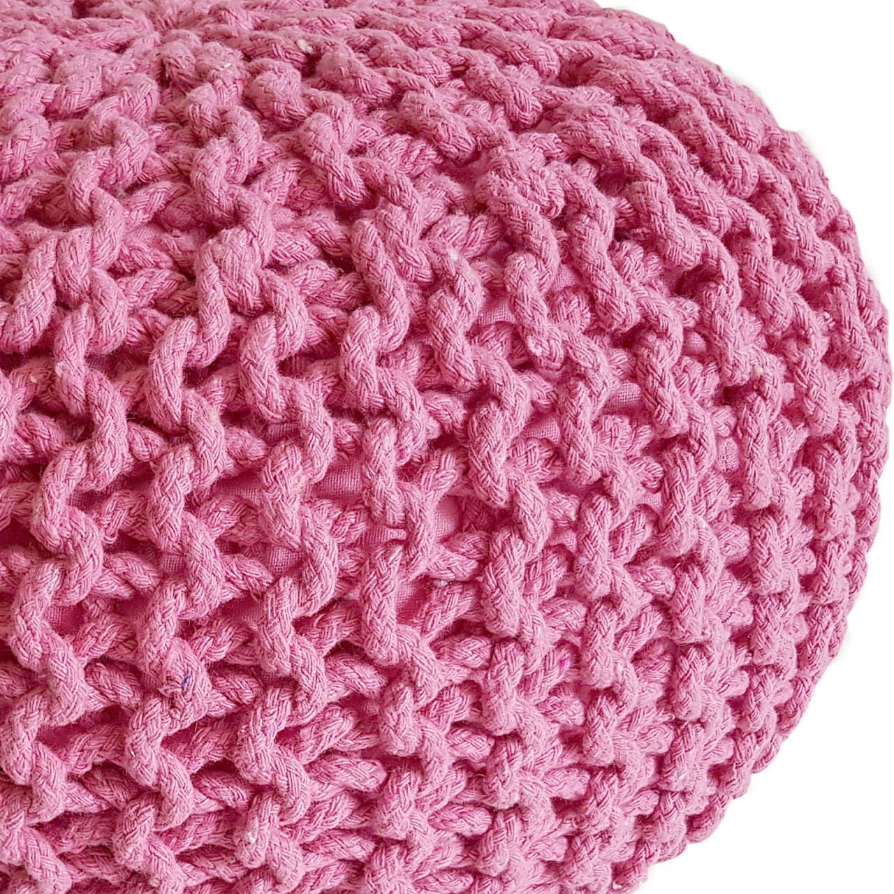 Strickhocker Pouf Ø 45 H 30 cm cm Sitzpouf Strick Bodenkissen