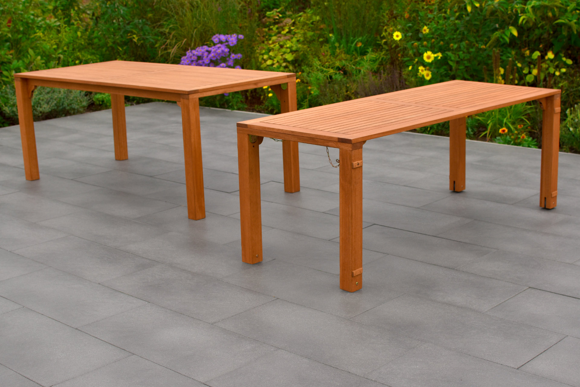 Comodoro Gartenmöbel-Set für 10 Personen – 11-teilig aus FSC® Eukalyptusholz mit Flex-Ausziehtisch 185–370 cm, 8 Klappsesseln & 2 Relax-Klappsesseln mit Fußteil