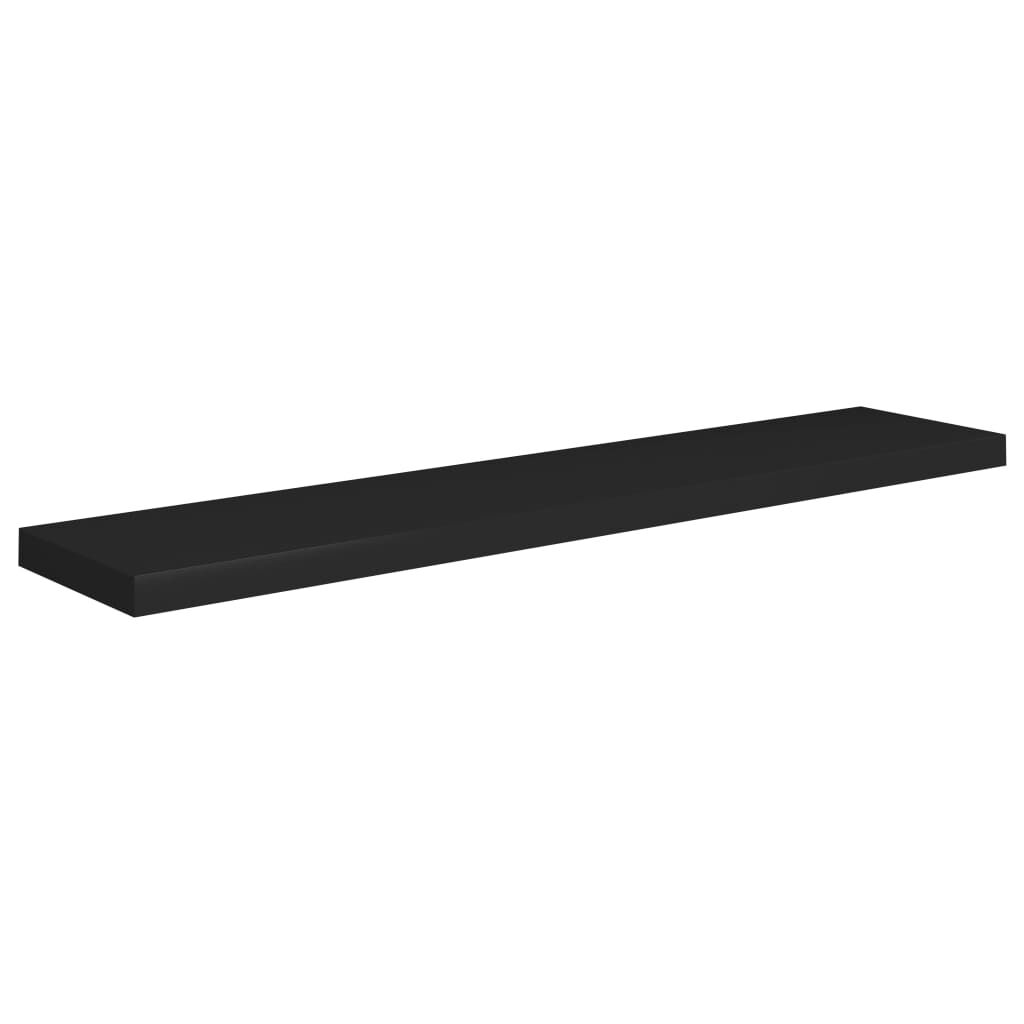 Schwarze Wandregale 2 Stück MDF 120 x 23,5 x 3,8 cm schwebend montierbar