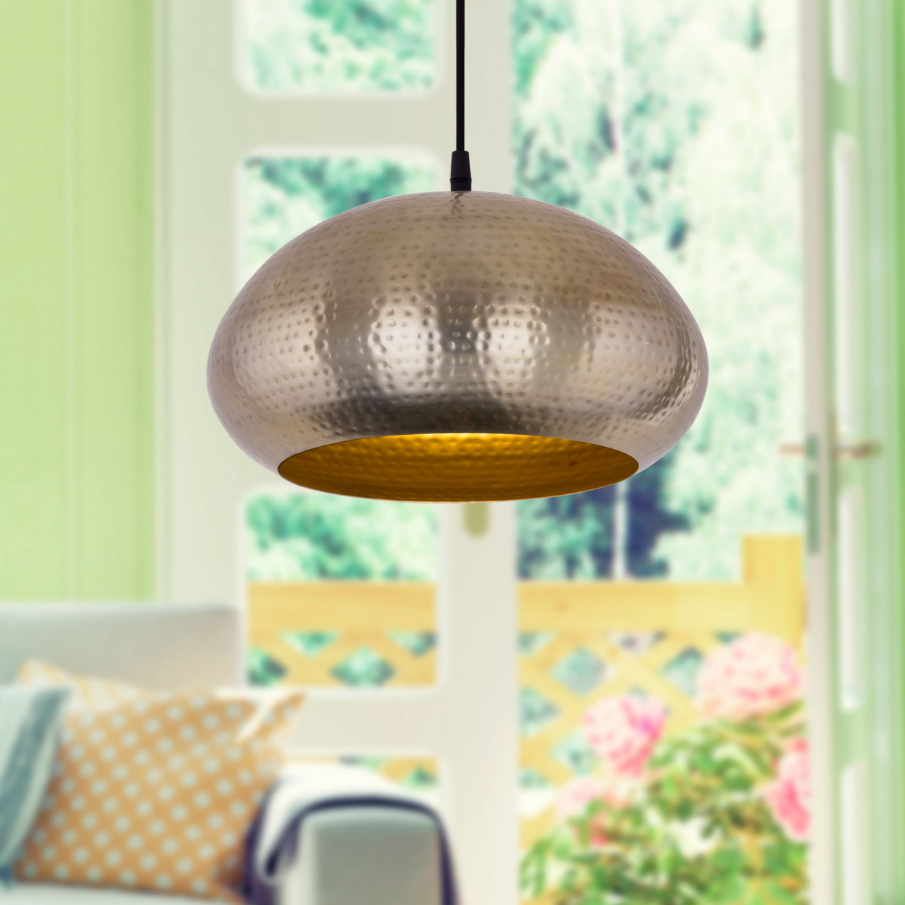 Hängeleuchte Pendelleuchte Hängelampe Metall Esstisch-Deckenlampe Halbkugel gold/silber Vintage