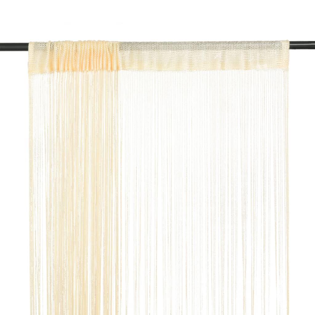 Fadenvorhänge Raumteiler Dekovorhänge 2 Stk. 140 x 250 cm Creme Gardinen