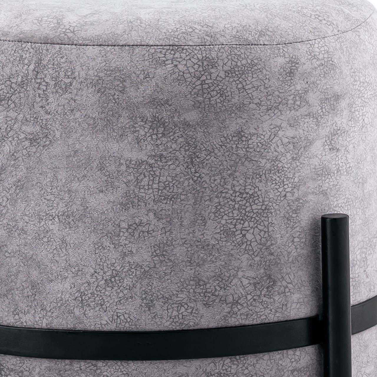 Sitzhocker 2. Wahl Ø 35 H 37 cm Wildleder-Optik Pouf Sitzpouf Sitzpouf mit Eisengestell schwarz matt